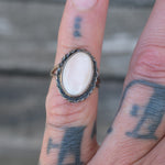 Vintage Sterling Mother Of Pearl Roper Ring 4.25