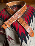 Vintage Hand Tooled Brown Leather ‘RETA’ Belt
