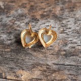 Vintage 14K Gold Opal Heart Stud Earrings