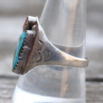Vintage Sterling Turquoise and Coral Ring 9.75