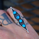 Vintage Sterling 4-Stone Turquoise Ring 6.5