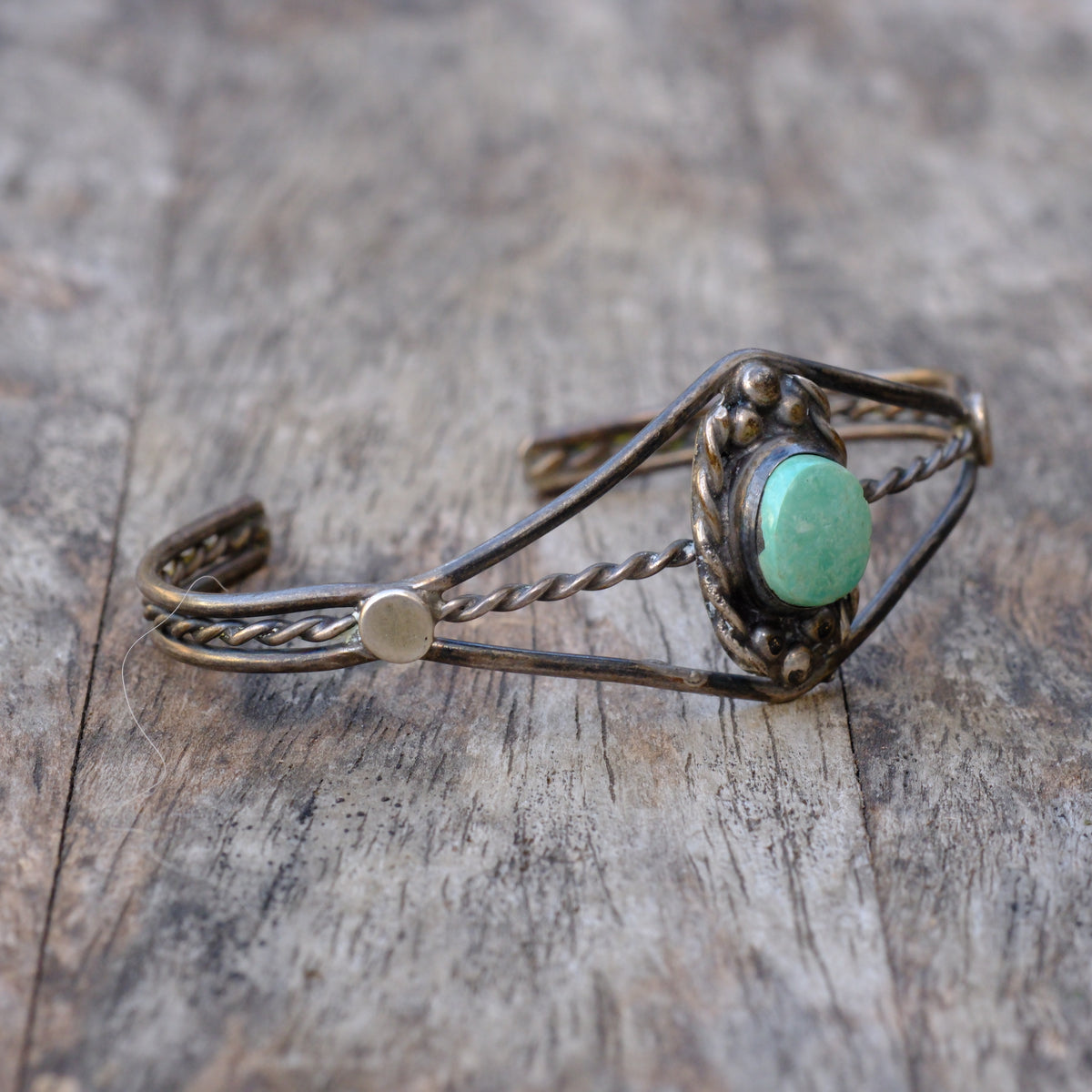 Cuff Vintage Sterling Turquoise Rope Cuff Bracelet