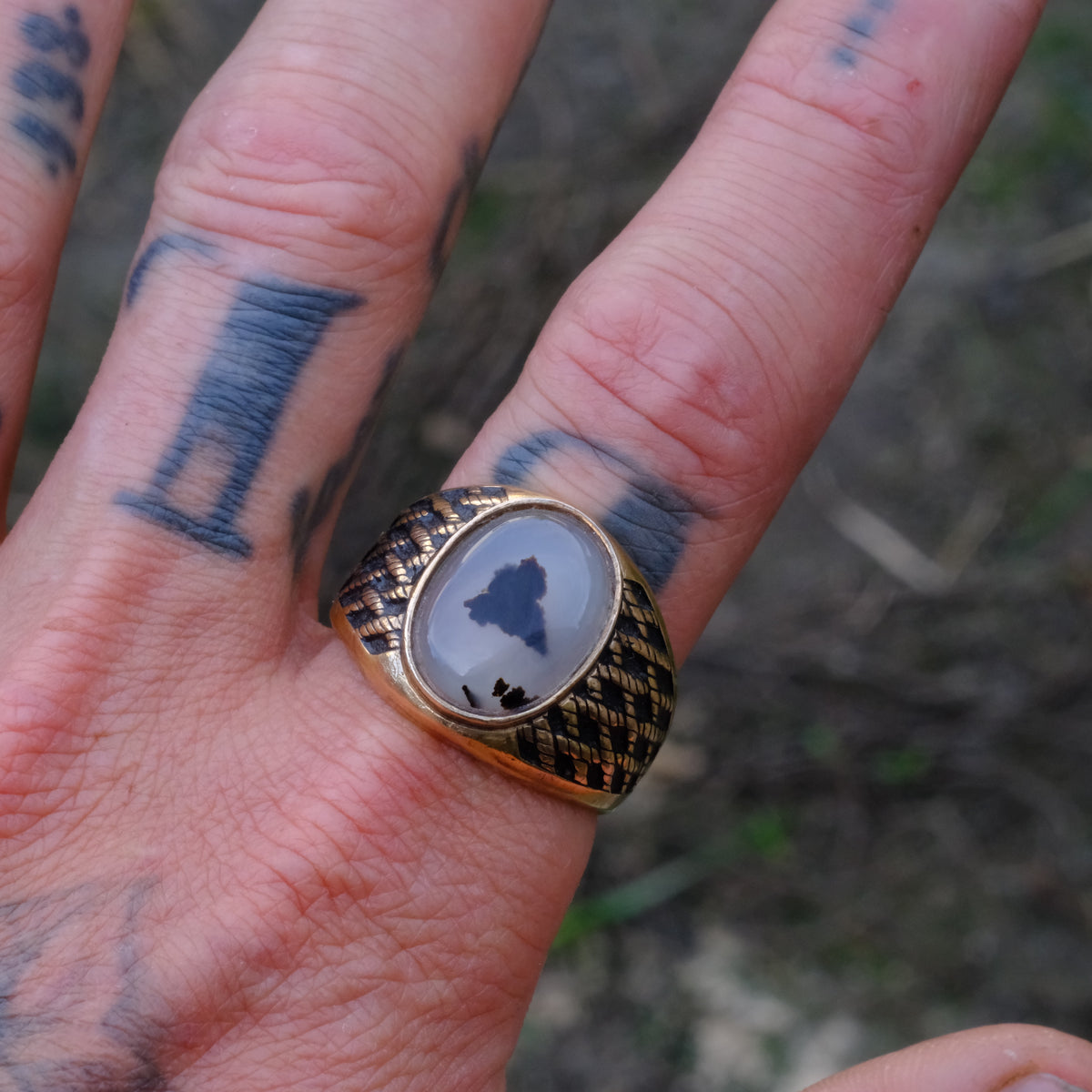 Vintage 10K Gold Filled Agate Signet Ring12.75