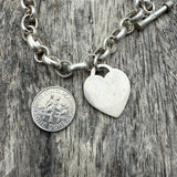 Vintage Sterling Silver Heart Chain Bracelet