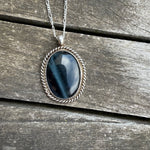 Vintage Sterling Blue Cats Eye Roper Necklace