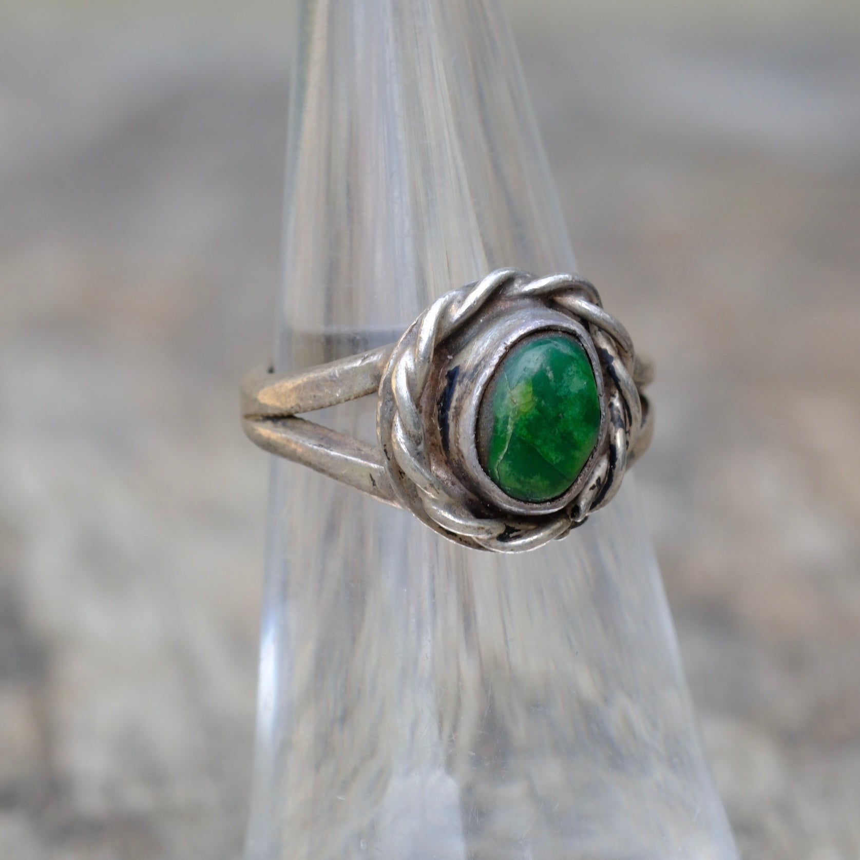 Vintage Sterling Turquoise Roper Ring 5.25