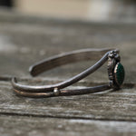 Vintage Sterling Malachite Feather Cuff