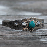 Vintage Nickel Silver Turquoise Cuff