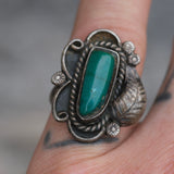 Vintage Sterling Turquoise Feather Ring 7
