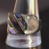 Vintage Sterling Abalone Inlay Striper Ring 12.5