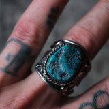 Vintage Sterling Chunky Turquoise Ring 11.5