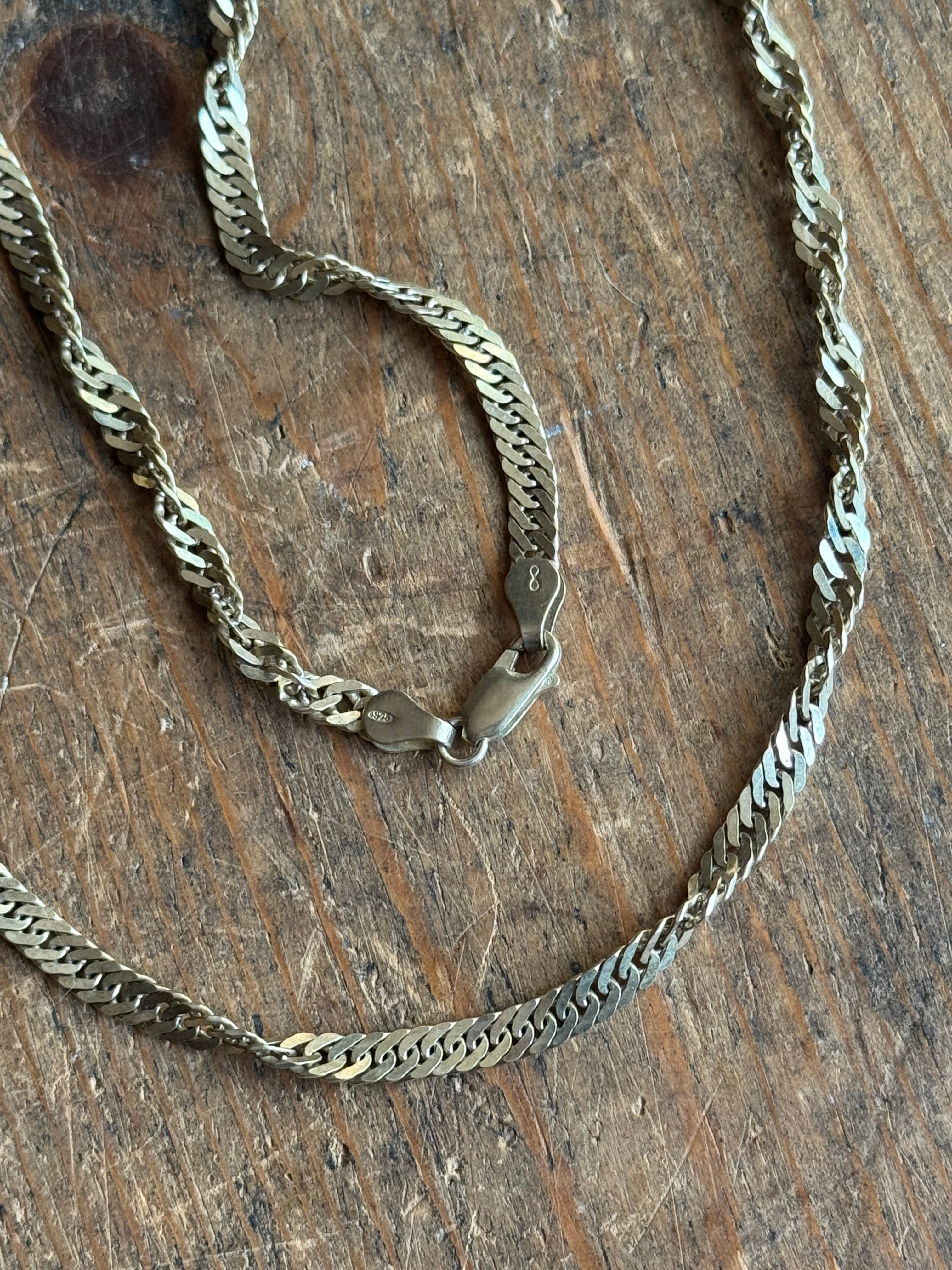 Vintage Sterling Silver 24” Gold Tone Rope Chain