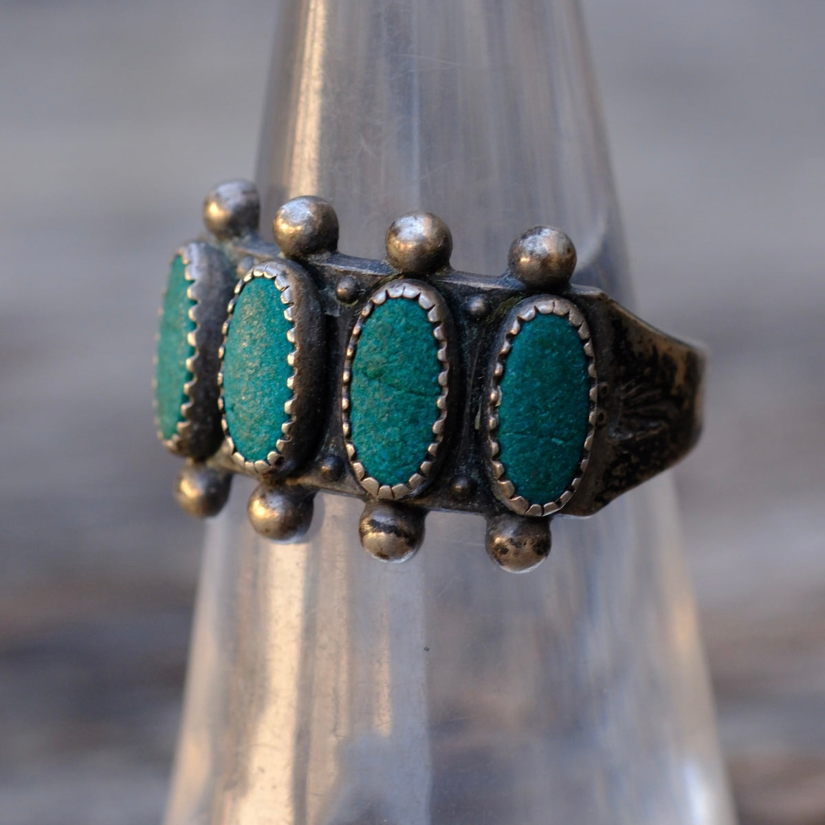 Vintage Sterling Turquoise Band 6.75