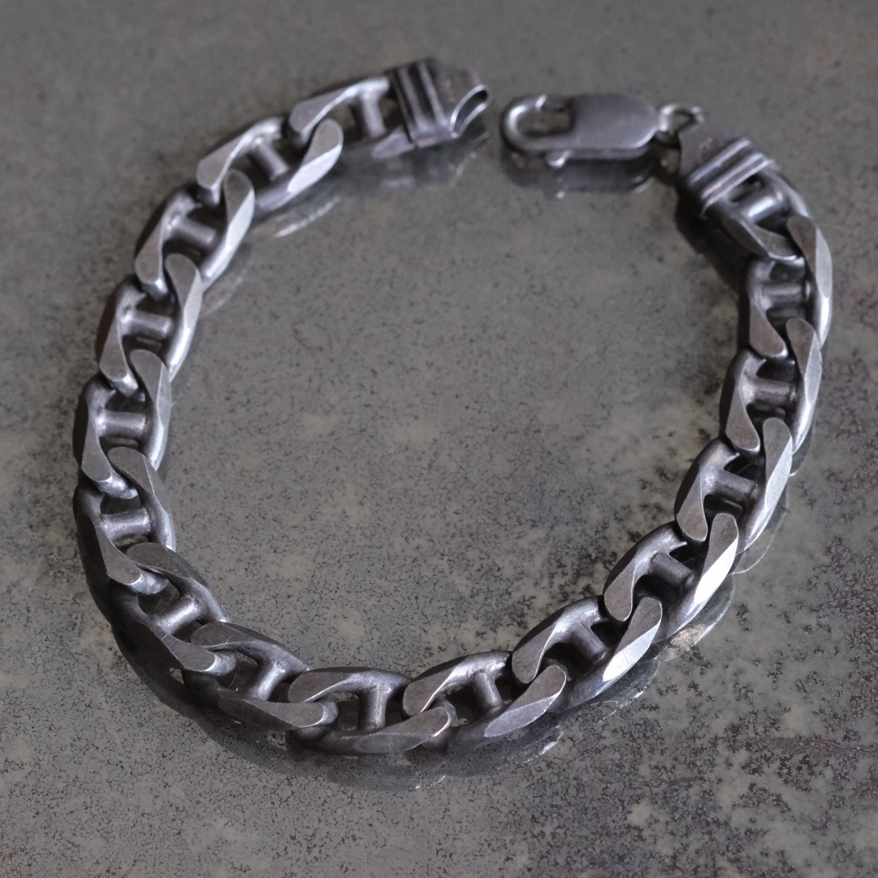 Vintage Sterling Silver Mariner Chain Bracelet
