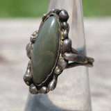 Vintage Sterling Jade Ring 6.25