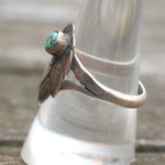 Vintage Sterling Turquoise Feather Ring 9.5