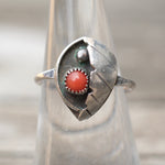 Vintage Sterling Coral Feather Ring 6.75