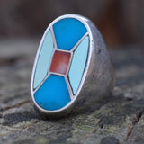 Vintage Sterling Zuni Inlay Ring 9