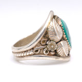 Vintage Sterling Turquoise Feather Ring 10.5
