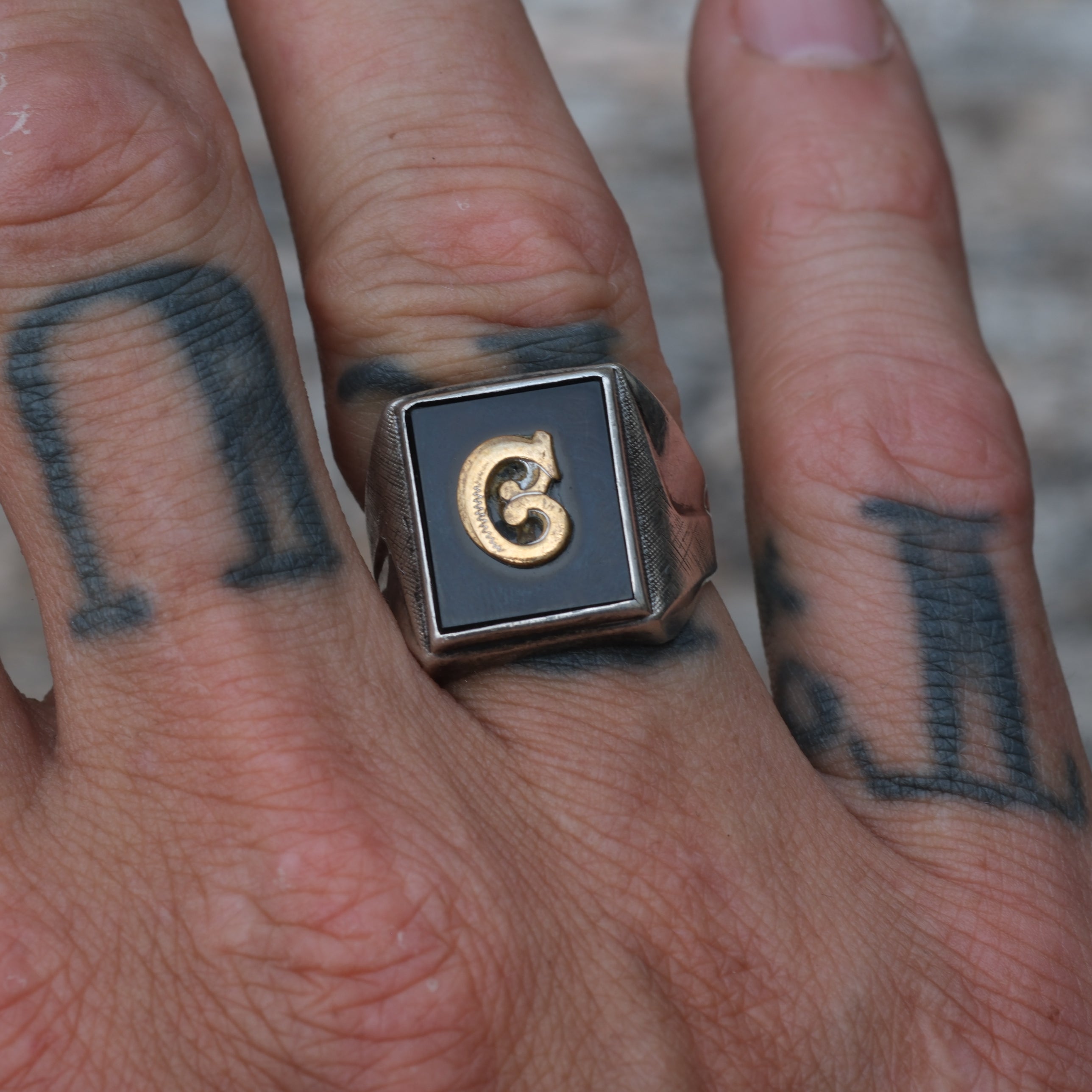 Vintage Sterling G Initial Signet Ring 7.25