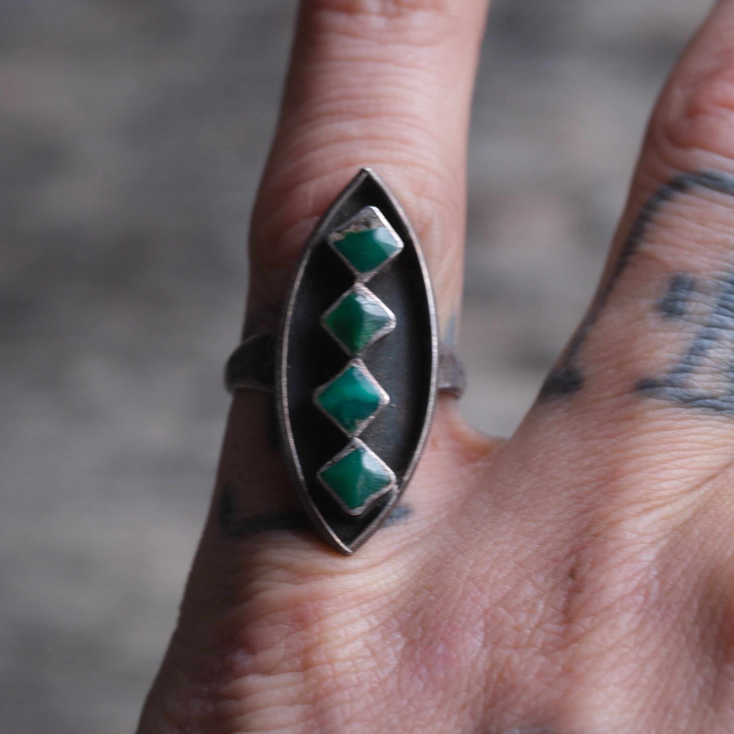 Vintage Sterling 4-Stone Turquoise Ring 5