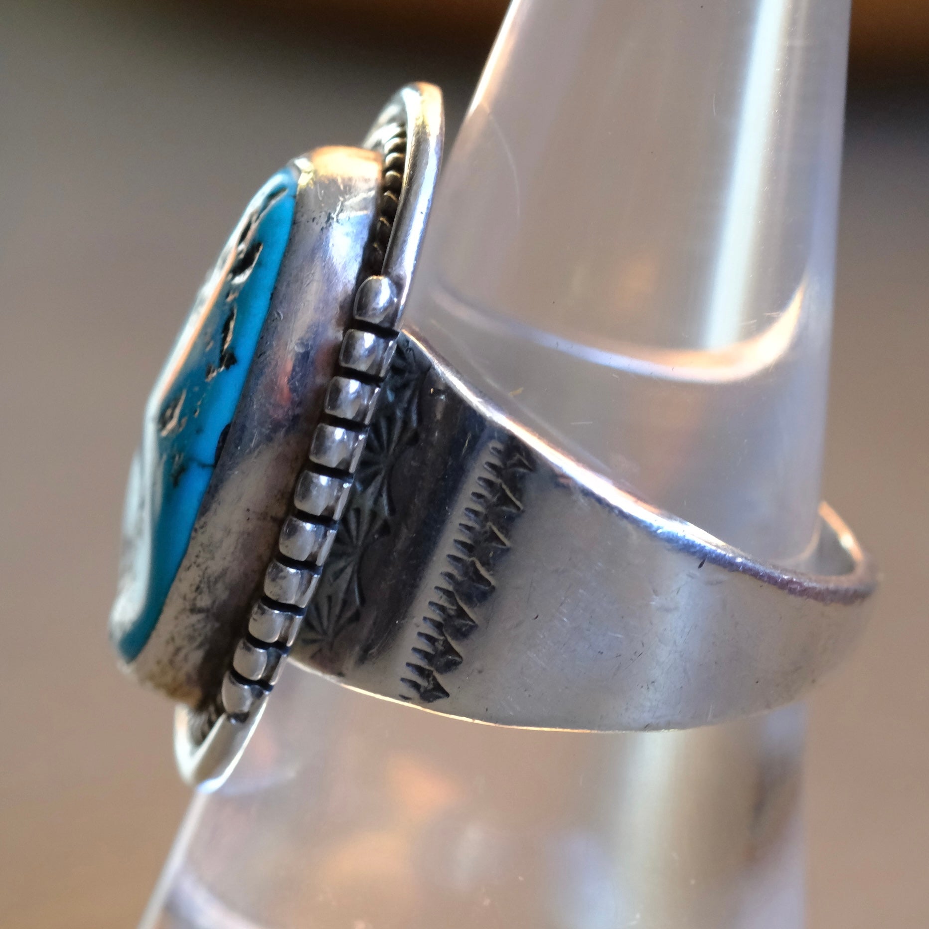 Vintage Sterling Turquoise Ring 8.75