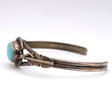 Vintage Sterling Turquoise Feather Cuff Bracelet