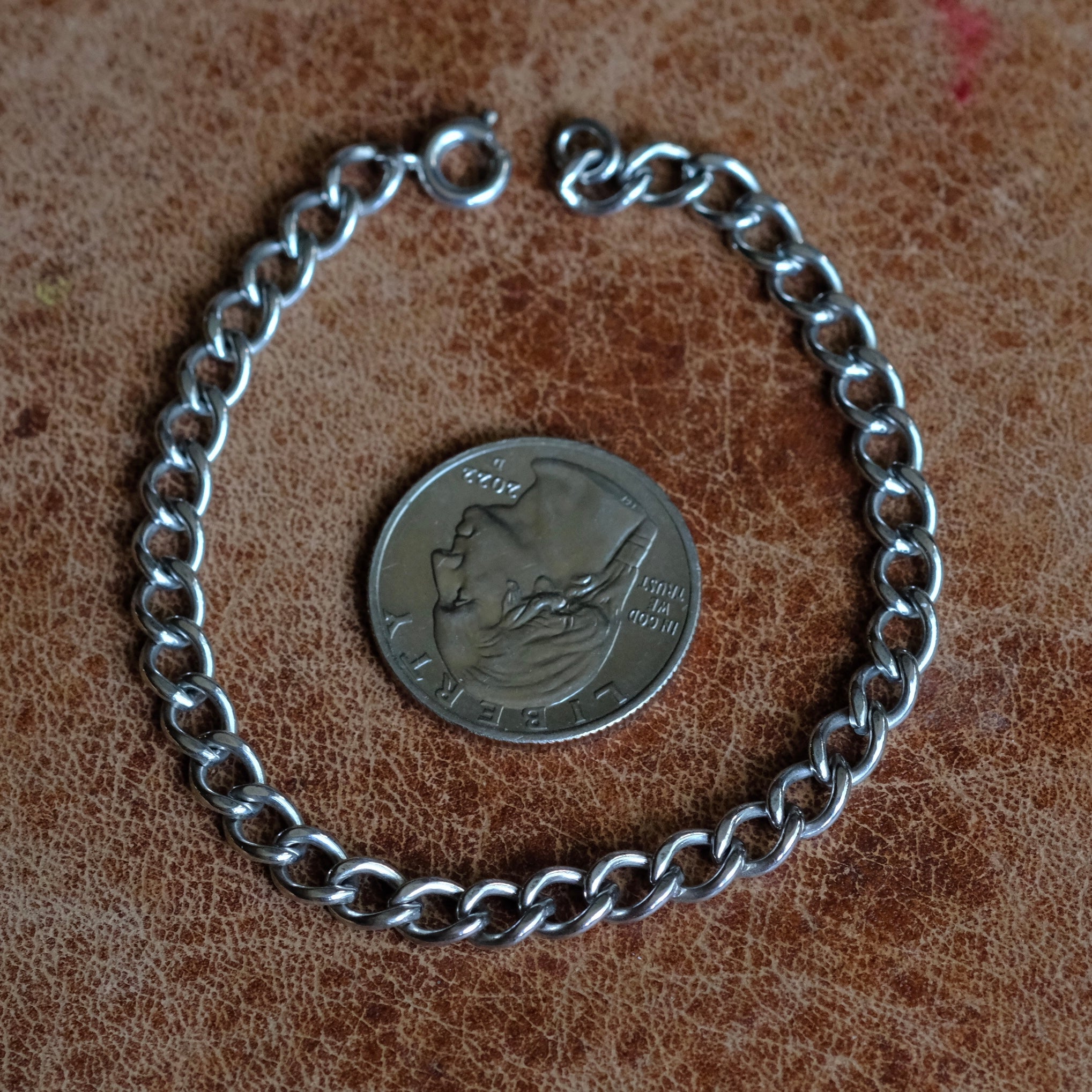 Vintage Sterling Silver Curb Chain Bracelet