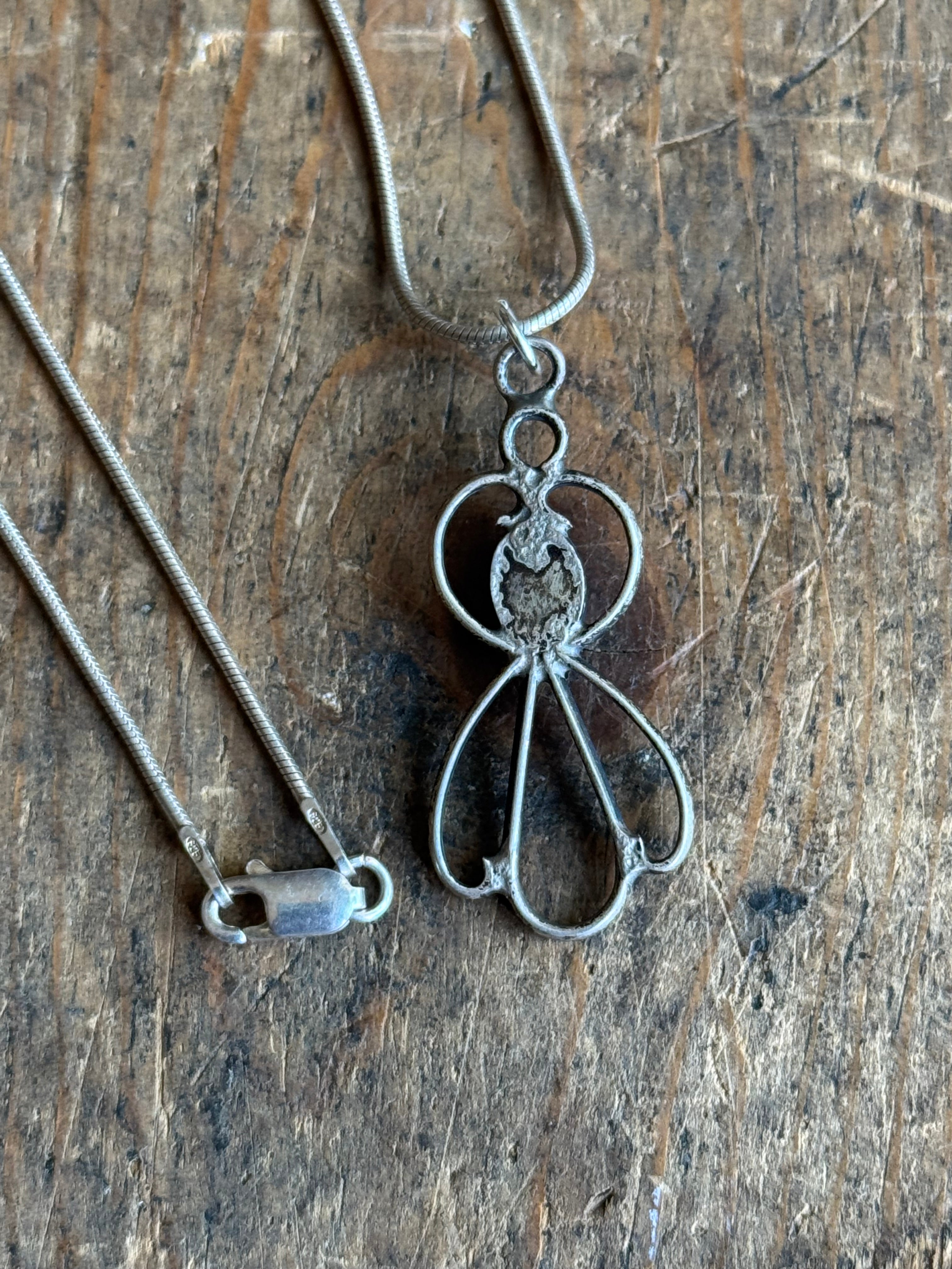 Vintage Sterling Silver Turquoise Fan Necklace