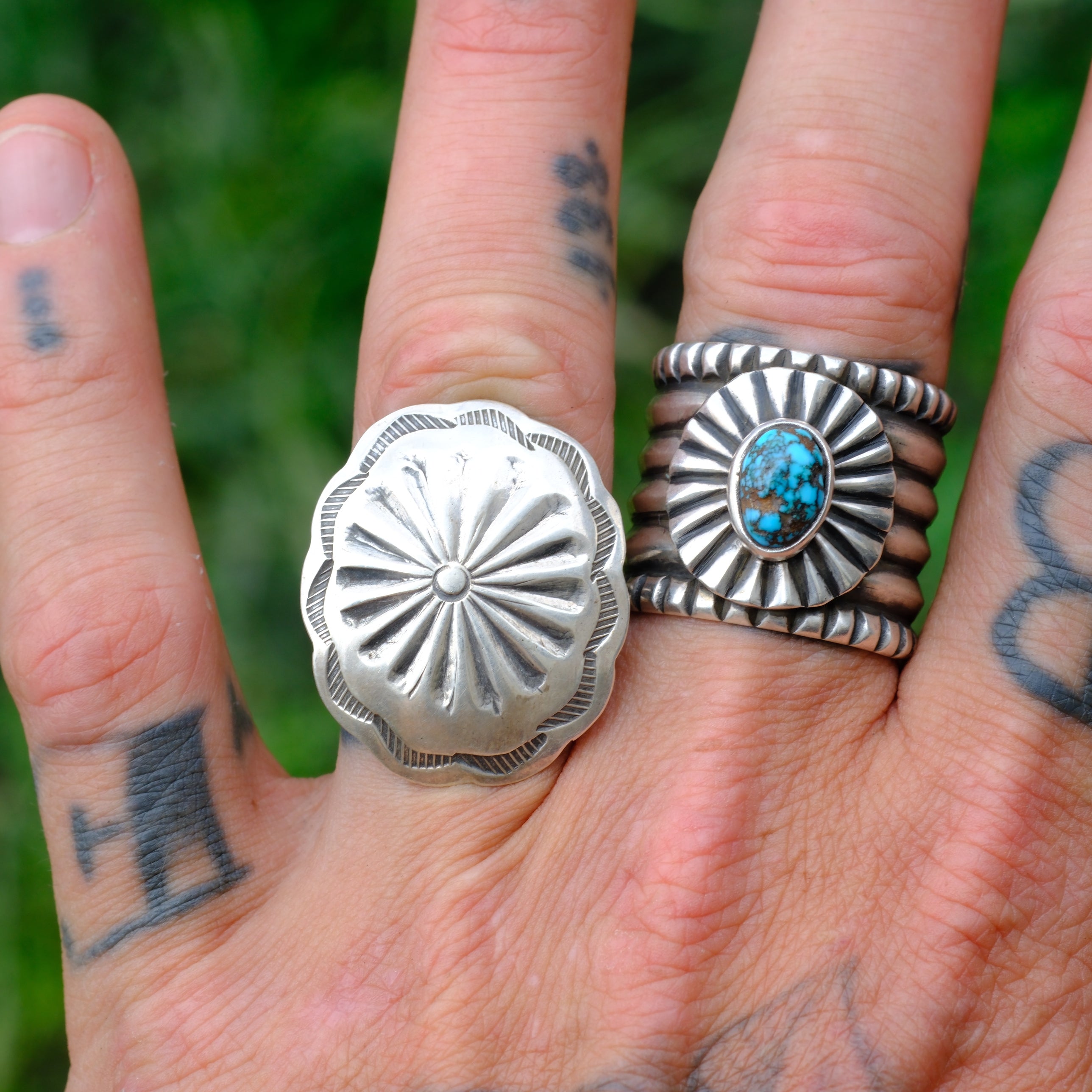 Vintage Sterling Stamped Concho Ring 8.75