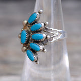 Vintage Sterling Turquoise Cluster Ring 6