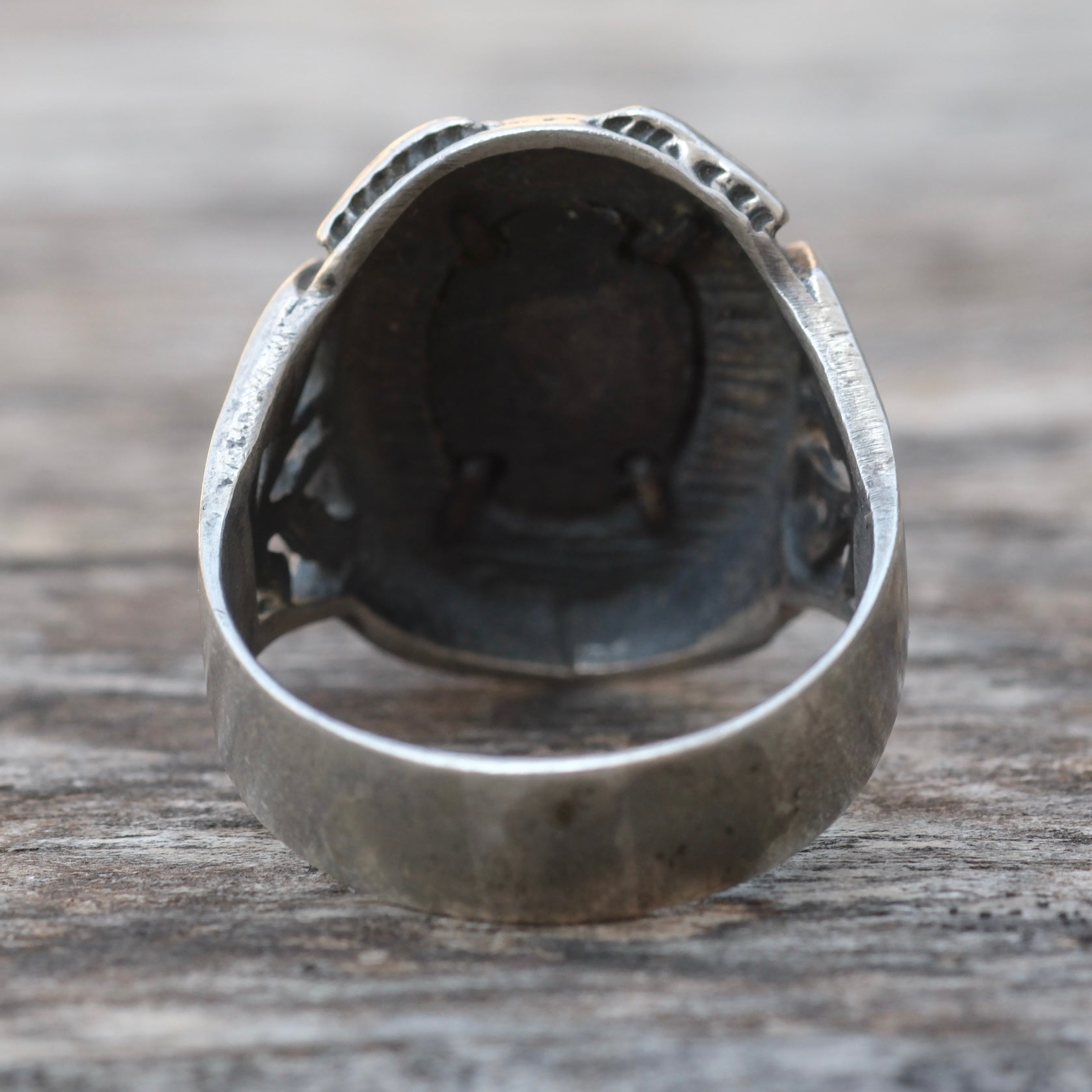 Vintage Sterling and Brass Signet Ring 9.75