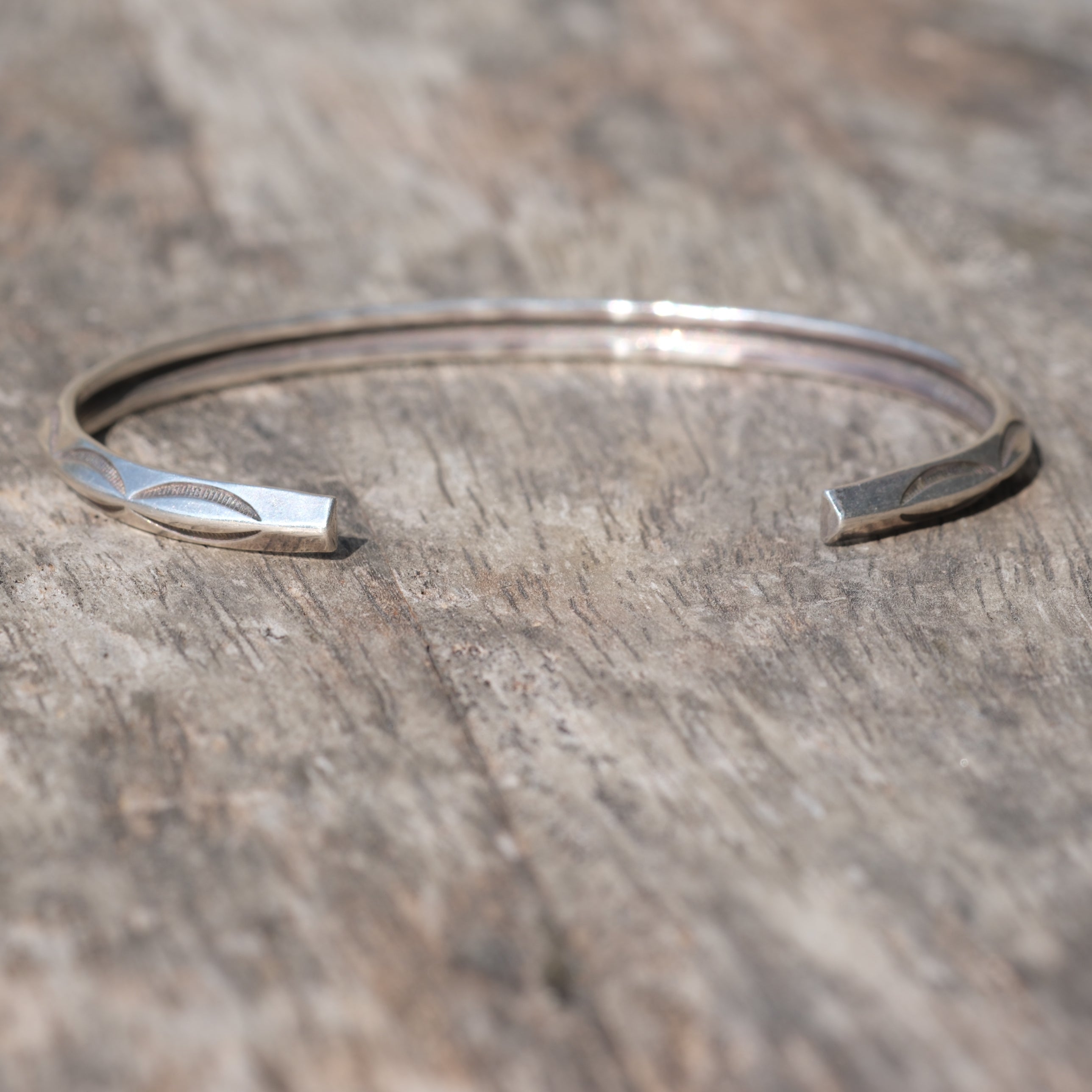 Vintage Sterling Silver Stamped Triangle Cuff