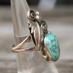 Vintage Sterling Turquoise Feather Ring 5.25