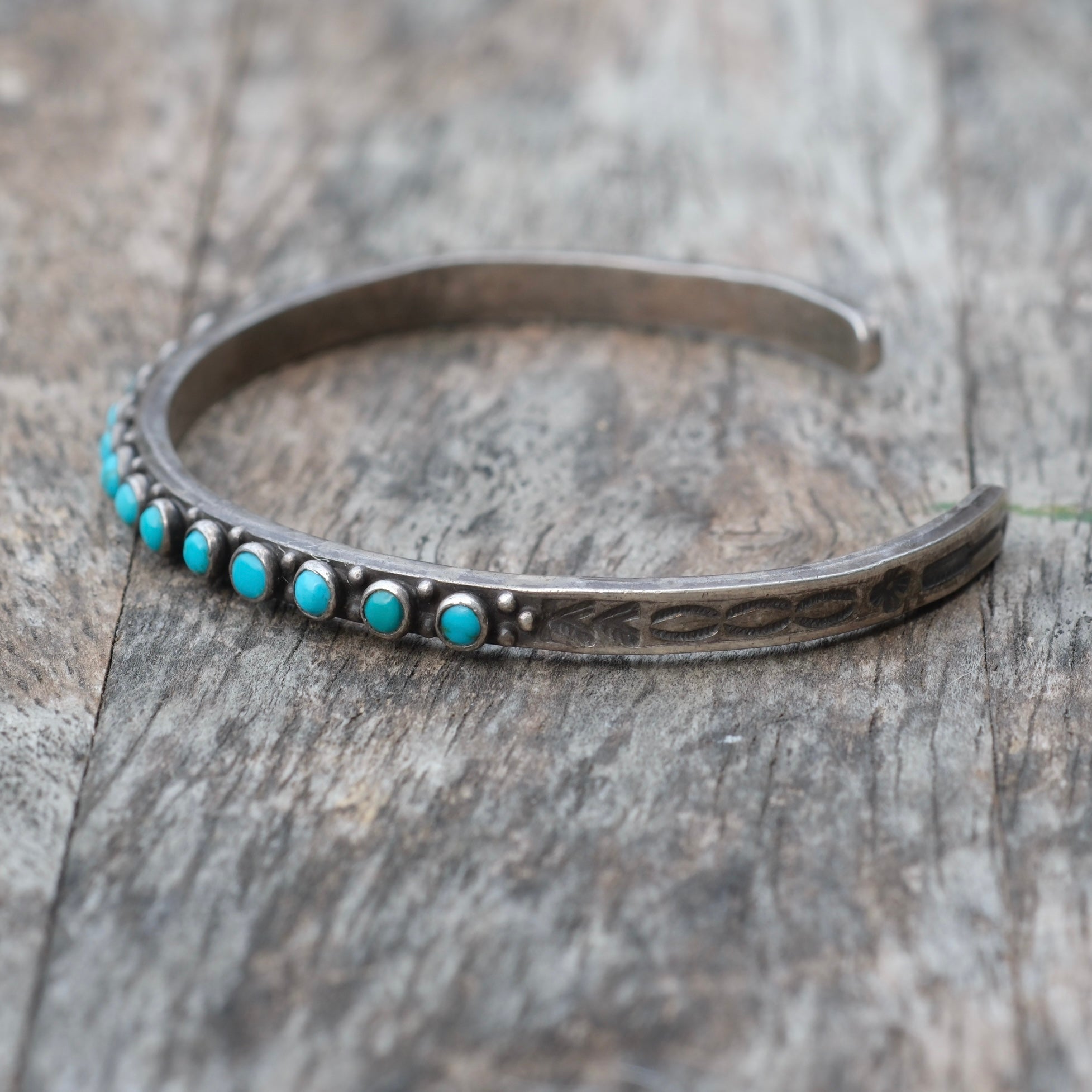 Vintage Sterling Snake Eye Turquoise Cuff Bracelet