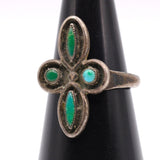 Vintage Sterling Turquoise Cluster Ring 6.75