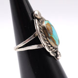 Vintage Sterling Turquoise Roper Ring 5.75