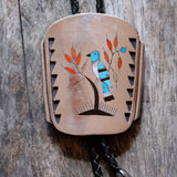 Huge Vintage Sterling Inlay Blue Jay Bolo Tie