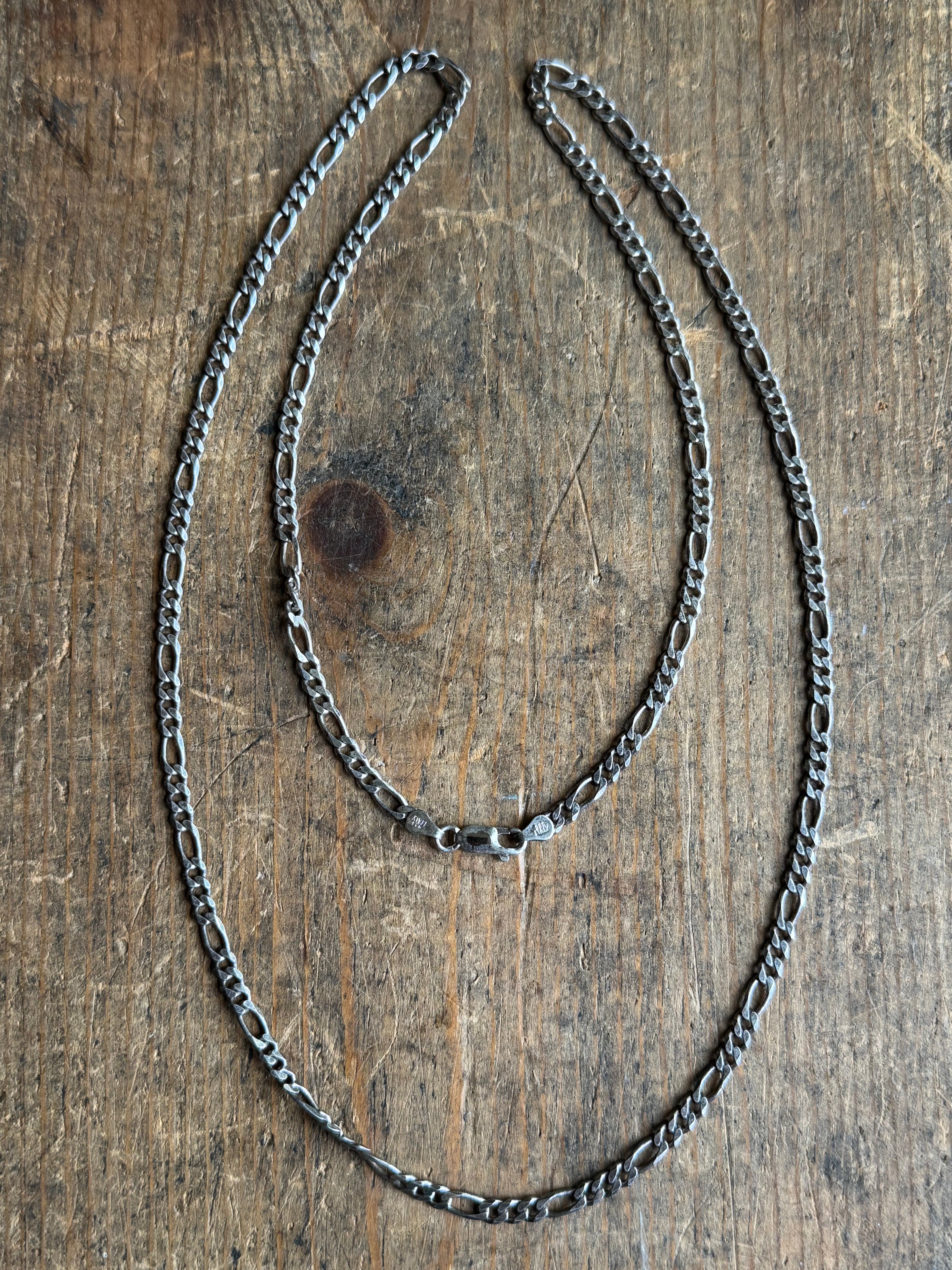 Vintage Sterling Silver 30” Figaro Chain