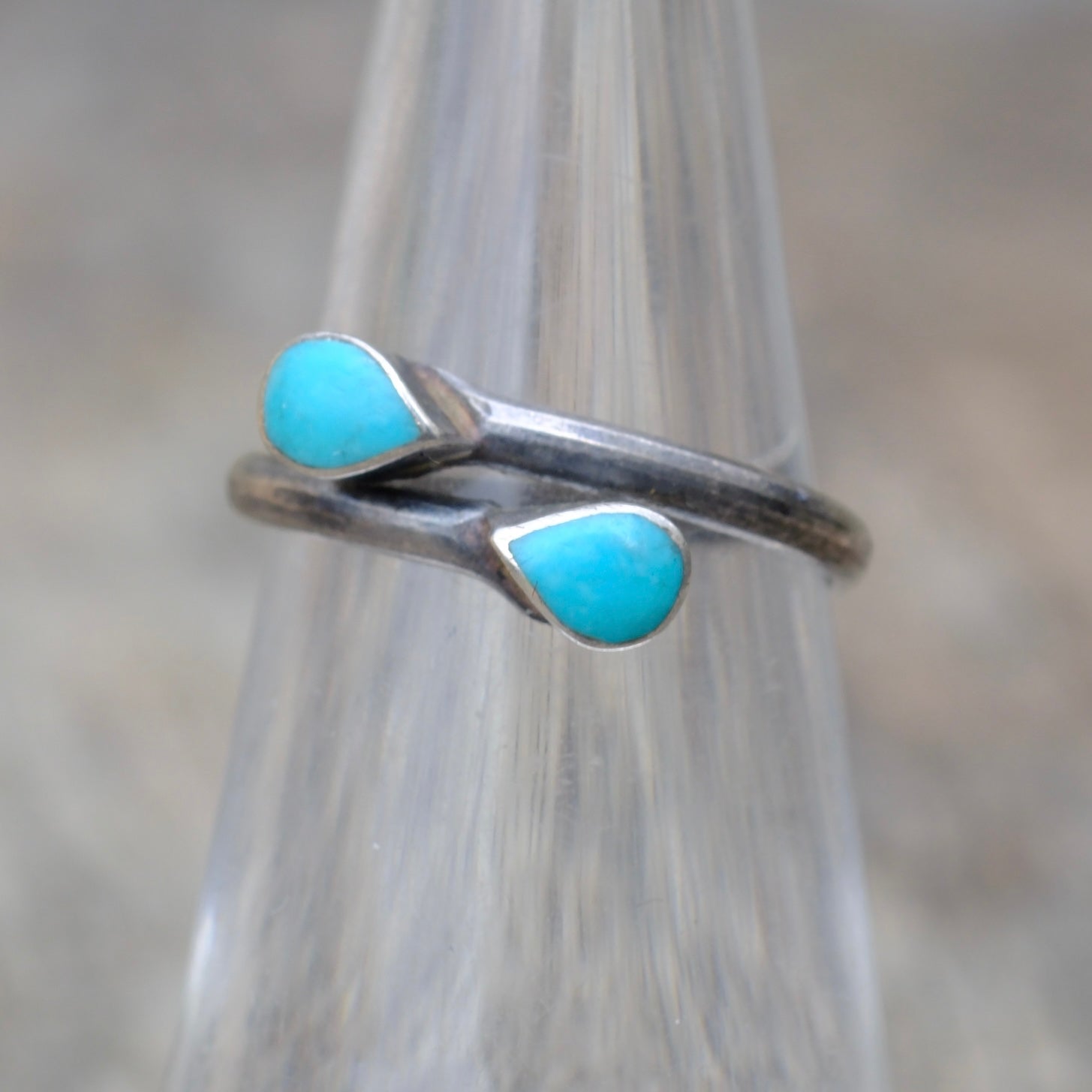 Vintage Sterling Turquoise Overpass Ring 5