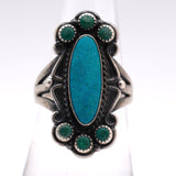 Vintage Sterling Zuni Inlay Turquoise Ring 7