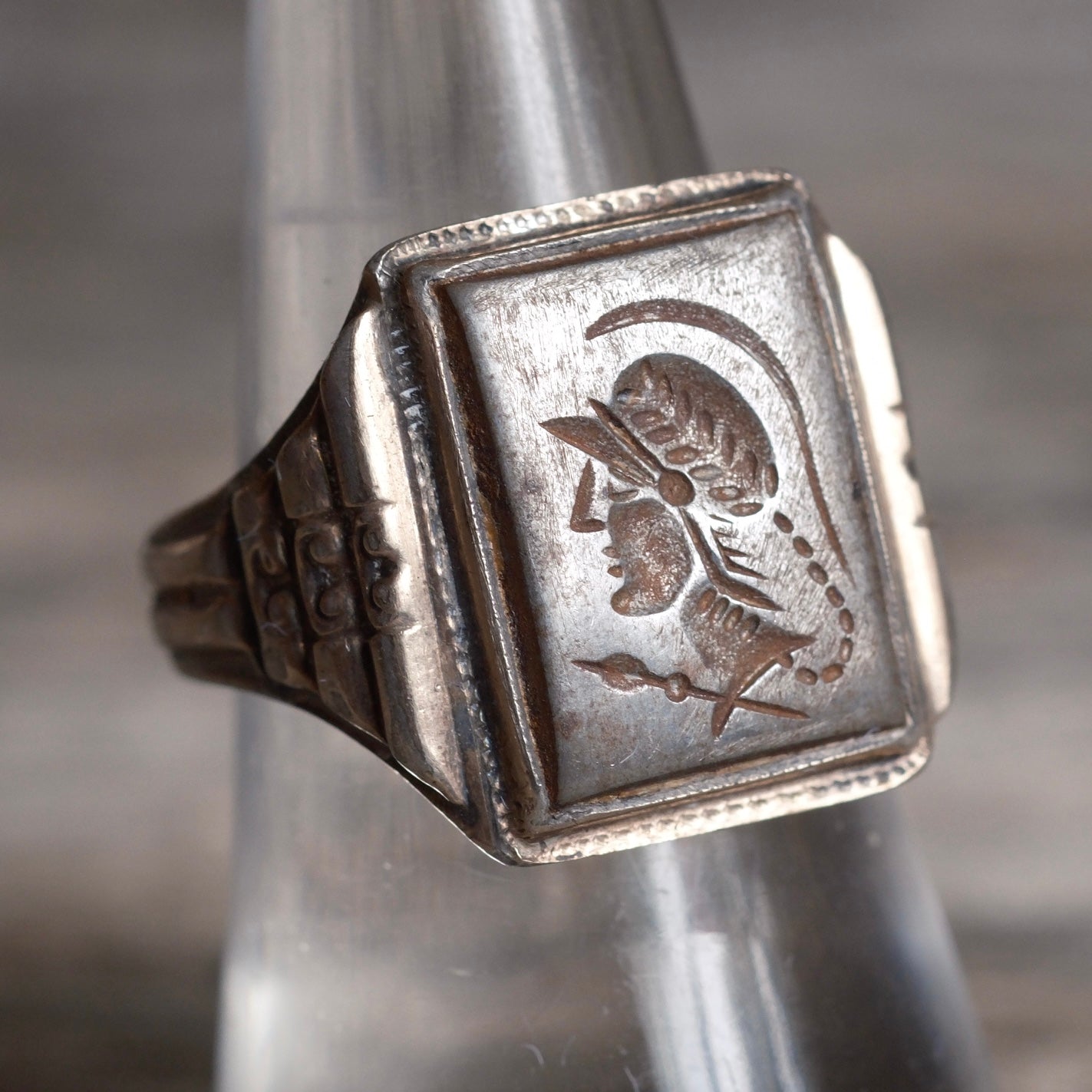 Vintage Sterling Centurion Signet Ring 7.75