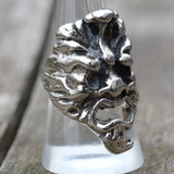 Vintage White Bronze Biker Ring 8.75