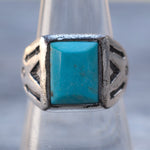 Vintage Sterling Sun Bell Trading Post Turquoise Ring 8.75