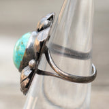 Vintage Sterling Turquoise Feather Ring 5.5