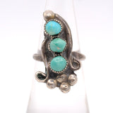 Vintage Sterling 3-Stone Turquoise Ring 5.5