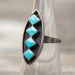 Vintage Sterling Turquoise Inlay Ring 5.5