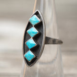 Vintage Sterling Turquoise Inlay Ring 5.5
