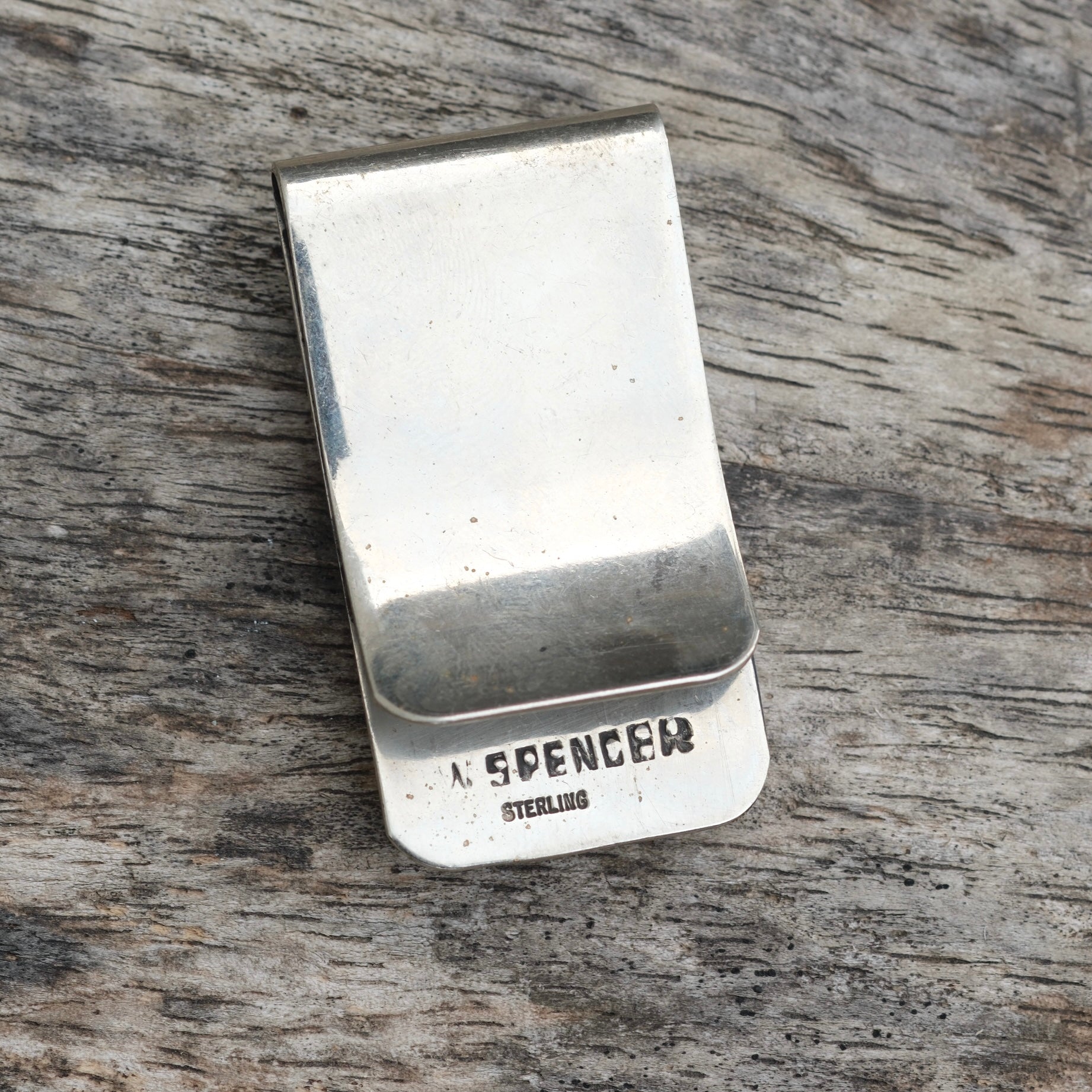 Vintage Sterling Overlay Stamped Moneyclip Signed