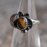 Vintage Sterling Tigers Eye Feather Ring 4.25